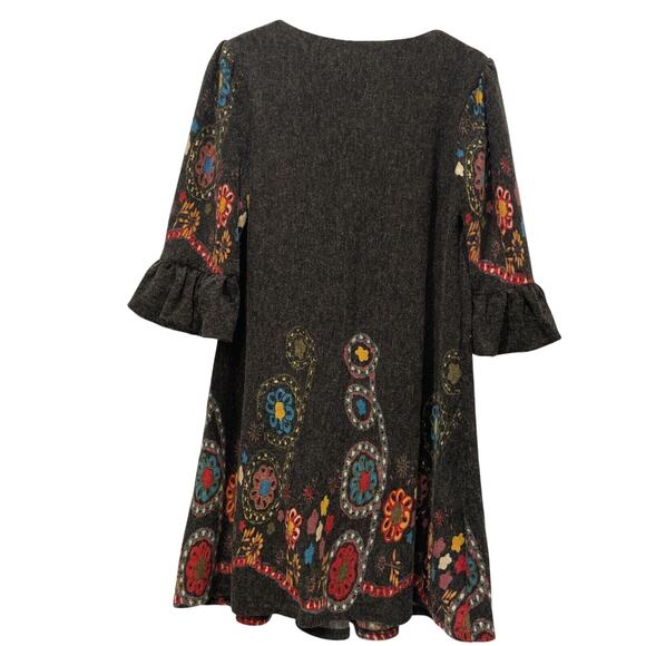 Womens Sweater Dress Medium Floral Boho Chic Artsy Modest Casual Comfort - Picture 2 of 7